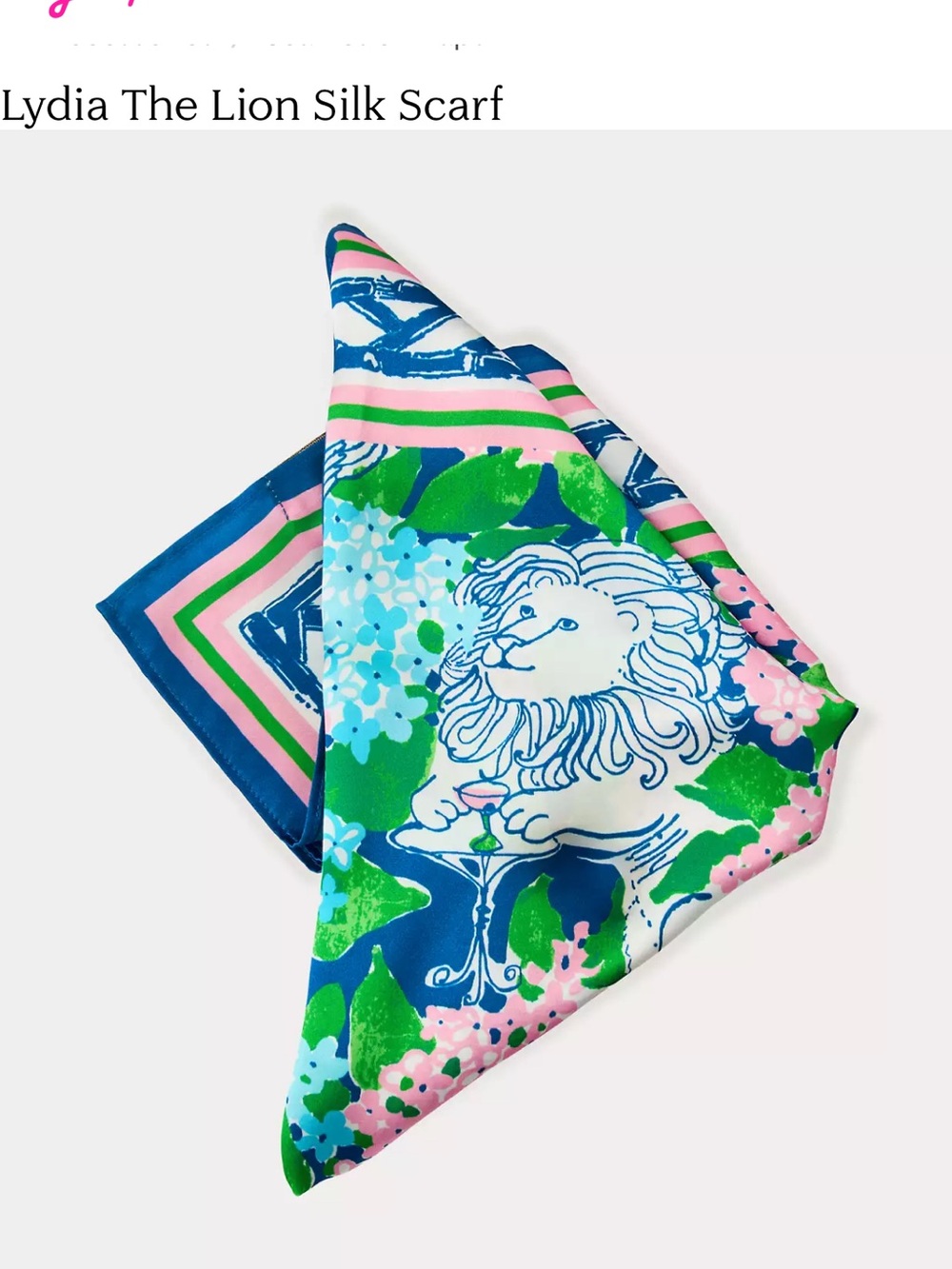 NWT Lilly Pulitzer Lydia Lion Silk Scarf